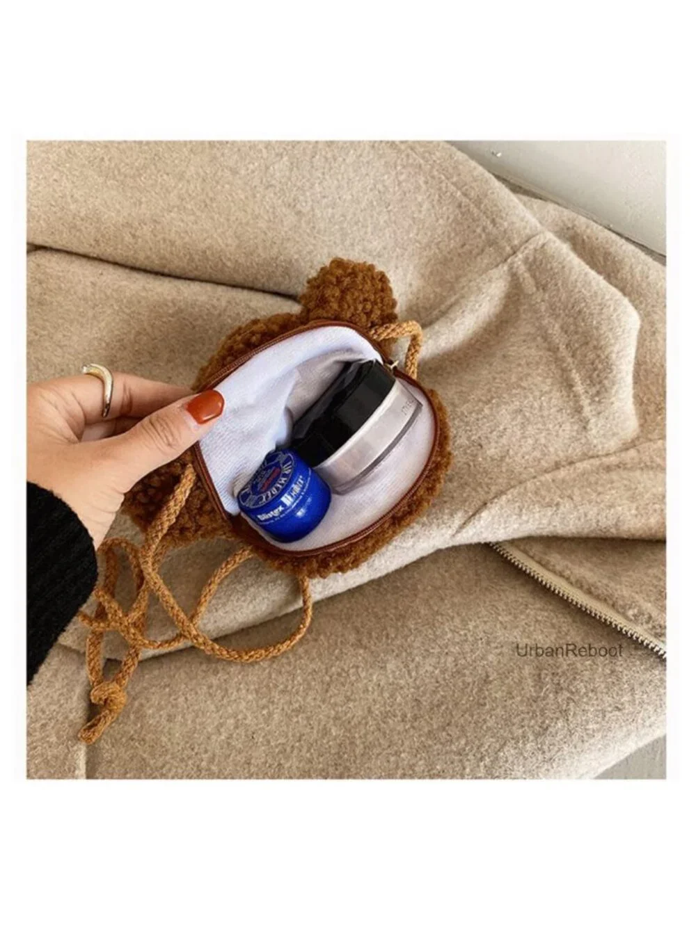 Plush Bear Coin Purse Crossbody Bag Mini Stuffed Animal for Kids Girls